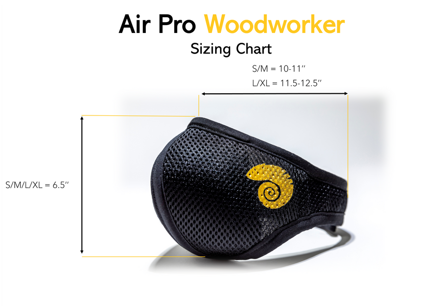 Sizing Chart for the Air Pro Woodworker mask